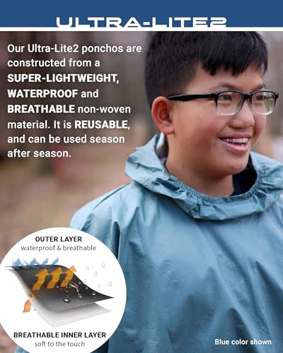 FROGG TOGGS Ultra-lite2 Waterproof, Breathable Rain Poncho, Adult and Youth Sizes - color: Khaki, style: Youth