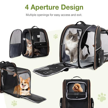 Large Cat Backpack Carrier Expandable Pet Carrier Backpack for Small Dogs Medium Cats Fit Up to 18 Lbs, Dog Backpack Carrier, Foldable Puppy Backpack Carrier for Travel,Black - color: Black