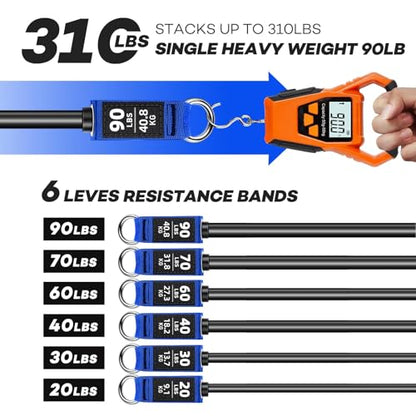 Heavy Resistance Bands for Working Out, NITEEN Resistance Bands with Handles Weight Exercise Bands for Men Women, Workout Bands with Door Anchor and Ankle Straps Strength Training Equipment - size: 310lbs
