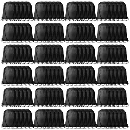 Kuhome 120Pcs Black Drawstring Backpacks Bulk String Bag Cinch Sack Pack Storage Knapsack Polyester Gift Bags Sports Drawstring Bags for Trip Party Gym Bags - color: Black