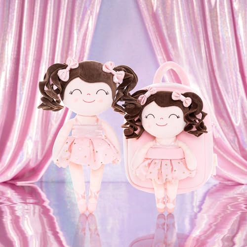 Gloveleya Toddler Backpack Baby Ballerina Girl Gifts Plush Curly Hair Ballet Backpack - Champagne Pink 9 inches - color: A0001, size: 9 inches