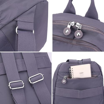 Tanweibago Mini Nylon Women Backpacks,11L Small Ladies backpacks Casual Lightweight Women Shopping Travel Daypack (Grey) - color: Grey