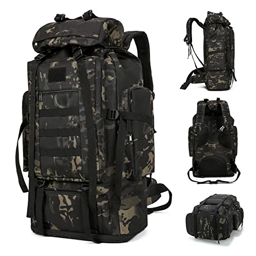 100L Hiking Camping Backpack MOLLE Rucksack Waterproof Daypack for Traveling - color: Blackcame
