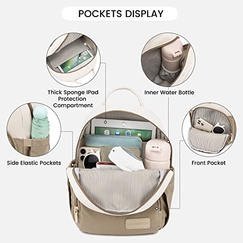 LOVEVOOK Backpack for Women Light Weight Waterproof Backpack Purses Daily Backpack… | Light Weight - color: Khaki-cream