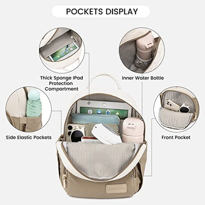 LOVEVOOK Backpack for Women Light Weight Waterproof Backpack Purses Daily Backpack… | Light Weight - color: Khaki-cream