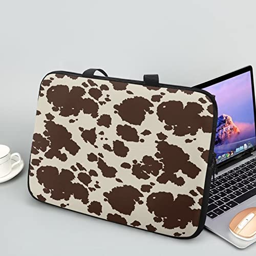 Cow Hide Print Brown Stripe Laptop Cases & Sleeves, Women's Computer Tote Bag for 10" 12" 13" 15" 17 inch Tablet/Notebook/Reader, Carrying Sleeve Handbag with Handle - color: Cow Hide Print Brown Stripe, size: 10 Inch