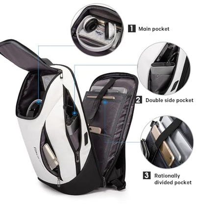 BANGE Business Smart Backpack Waterproof fit 15.6 Inch Laptop Backpack with USB Charging Port,Travel Durable Backpack - color: White