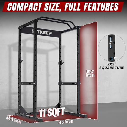 RitKeep RMAX 2250 Power Rack, 1200 lb Capacity Multi-Function Squat Rack and Weight Cage for Strength Training with Pull-Up Bar, Safety Bars, J-Hooks for Home Gym and Garage Gym - color: Black