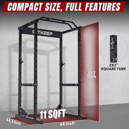 RitKeep RMAX 2250 Power Rack, 1200 lb Capacity Multi-Function Squat Rack and Weight Cage for Strength Training with Pull-Up Bar, Safety Bars, J-Hooks for Home Gym and Garage Gym - color: Black