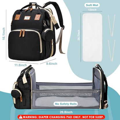 JSTPRO Diaper Bag Backpack, Large Waterproof Lightweight Diaper Bag with Changing Station, Insulated Pockets, USB Port, Travel Bag for Mom and Dad (Black) - color: Black
