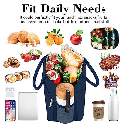 Coobiiya Lunch Bag for Men and Women - Navy Blue, Aluminum, 10.8" x 6.3" x 8.85" - Spacious, Lightweight, and Durable - color: Navy