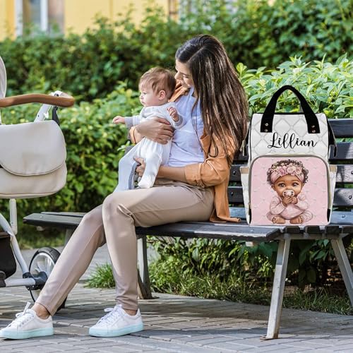 Custom Diaper Bag for Girls Personalized Diaper Bag Backpack &Insulated Water Bottle with Name Custom Monogram Baby Travel Bag Nursing Diaper Mommy Backpack with Adjustable Shoulder Straps Nappy Bag - color: Design 01