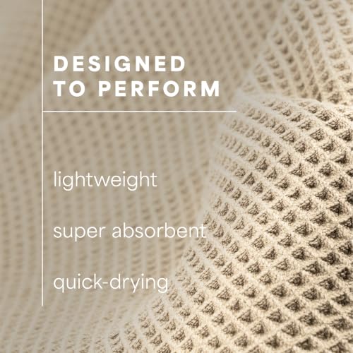 S&T INC. Aura Microfiber Waffle Bath Towels, 4 Pack, Quick-Dry, Ultra Absorbent, Lightweight Towels for Bathroom, 30 inches x 60 inches, 420GSM, Beige - color: Beige