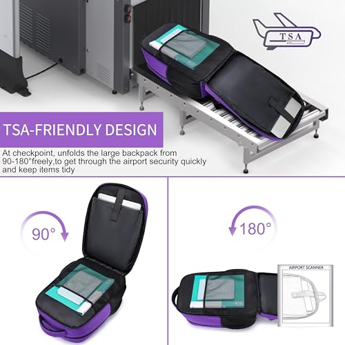 CAFELE Laptop Backpack 17.3 Inch Computer Backpack Daypack Water-Repellent Laptop Bag with USB Charging Port for Business/School/Travel/Women/Men (Purple, 17.3 Inches) - color: Purple