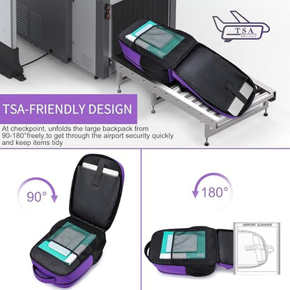 CAFELE Laptop Backpack 17.3 Inch Computer Backpack Daypack Water-Repellent Laptop Bag with USB Charging Port for Business/School/Travel/Women/Men (Purple, 17.3 Inches) - color: Purple