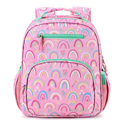 mibasies Girls Backpack 5-8: Lightweight Kids Backpacks for Girls - Girl Bookbag for Elementary School - Rainbow Pink - color: Rainbow, style: Kids-15"h