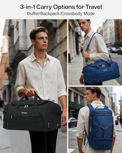Hanke Gym Bag for Men Women, Expandable 45L-55L Large Capacity Travel Duffle Bag, 3-in-1 Weekender Backpack with Shoe Compartment & Wet Pocket, Durable Water-Resistant, Caribbean Blue - color: Caribbean Blue