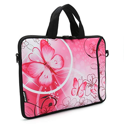 RICHEN 17 inch Laptop Shoulder Bag Carrying Case PC Cover Pouch with Handle Fits 15.6/16/17/17.3/17.4 inch Notebook (16-17.3 inch, Pink Butterfly) - color: Pink Butterfly
