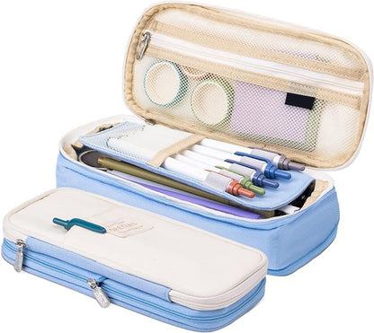 Arnuixty Large Storage Pencil Case Pen Bag with Zipper Big Capacity Pouch Organizer for Office Travel Holder Box - color: Green