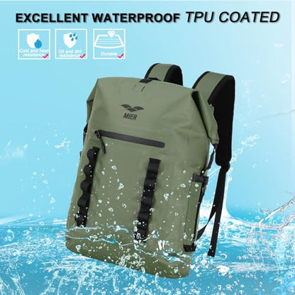 MIER Dry Bag Waterproof Backpack 30L Dry Sack Heavy Duty Roll-Top Closure for Kayaking, Beach, Boating, Swimming, Surfing - color: Dark Green
