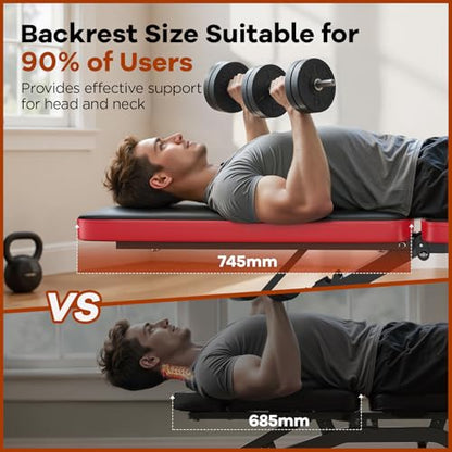 NICEPEOPLE Adjustable Weight Bench for Home Gym, 660LBS Capacity Workout Bench with 8 Backrests for Chest Shoulders Arms, Compact and Foldable Strength Bench for Small Space Apartment Room