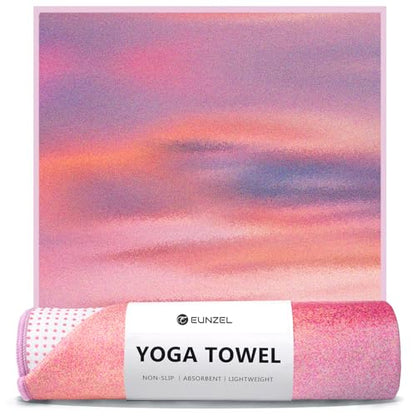 Eunzel Hot Yoga Towel, Non Slip Yoga Mat Towel Sweat Absorbent Printed Yoga Towel with Grip Dots for Hot Yoga, Pilates and Workout 72"x 24", Sunset - color: Sunset