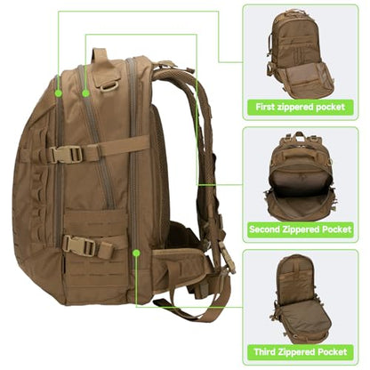 EXCELLENT ELITE SPANKER 43L Tactical Military Backpack for Men and Women Large Rucksack Assault Pack Bag for Outdoor Camping, Hiking,Travel Backpacking(Coyote Brown) - color: Coyote Brown