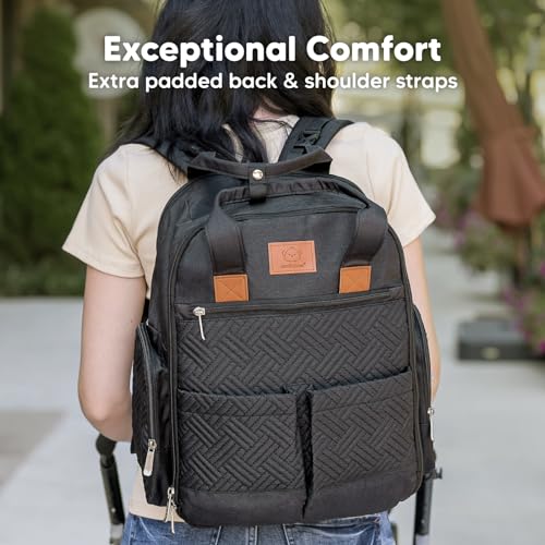 KeaBabies Diaper Bag Backpack for Girls, Boys - Mom and Dad Baby Bag with Diaper Changing Pad for Newborns, Toddlers, 2 Kids (Charcoal)