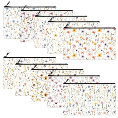 Reginary 20 Pcs Makeup Bags Gifts for Women Canvas Cosmetic Bags with Zipper Bulk Gift for Women Travel Purse Organizer Pouch Accessory, Toiletry Large Capacity, 7 x 4.3 Inch(Floral Prints) - style: Floral Prints