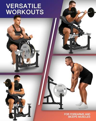 HVO Bicep Tricep Curl Machine Preacher: Curl Bench 2 in 1 Arm Curl and Tricep Extension Machine for Home Gym Workout - style: Black-Preacher Curl Machine