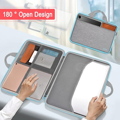 Hseok Laptop Case 13.3-14 inch Sleeve, TSA Computer Handbag Water-Resistant and Shockproof Bag Compatible with MacBook Pro/Neo 14", Mac Air/Pro 13.3" and 13"-14" Notebooks Chromebooks,Light Gray-Blue - color: Light Gray-blue