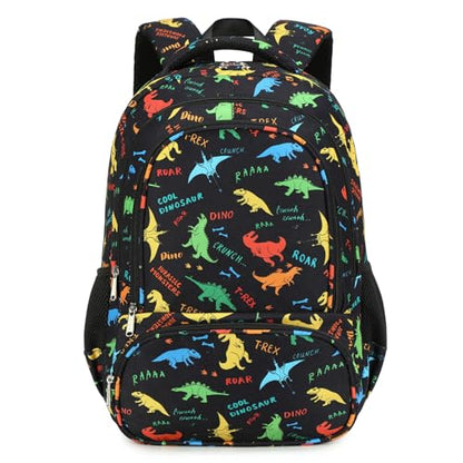 abshoo Lightweight Kids Backpack For Boys Bookbag (Dinosaur Black) | Multi-pocket,Front chest buckle,Reflective strip, Breathable widened strap, Elementary Kindergarten School Bags - color: Dinosaur Black