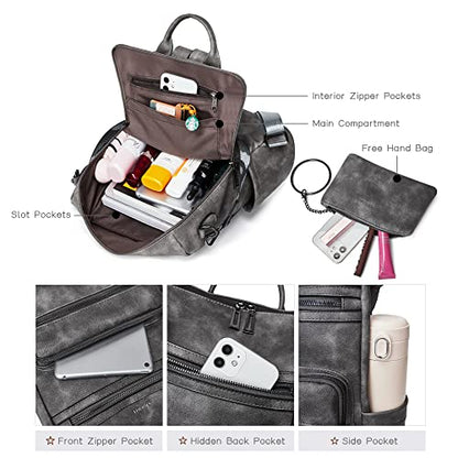 Shrrie Backpack Purse for Women Leather Backpack Fashion Designer Travel Backpack Convertible Shoulder Bag - color: 2-2-two-toned Dark Gray