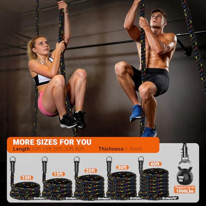 Climbing Rope Gym Workout - 1.5inch Diameter with 10FT 15FT 20FT 30FT 40FT Gym Climb Rope Heavy Duty Workout Exercise Ropes for Adults Indoor Outdoor Strength Training - style: 1.5 Inch-10ft