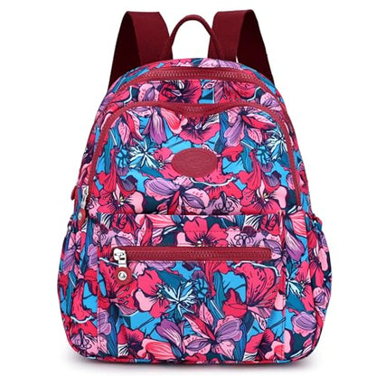 Mini Backpack Purse for Women, Stylish Daypack Shoulder Bag, Small Lightweight Daypack for Work Travle College (B- Flower Red) - color: B- Flower Red