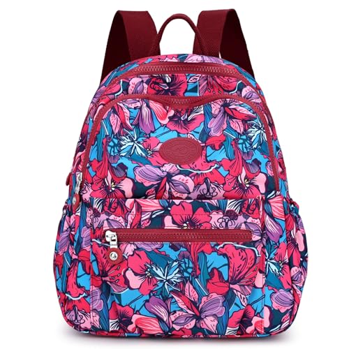 Mini Backpack Purse for Women, Stylish Daypack Shoulder Bag, Small Lightweight Daypack for Work Travle College (B- Flower Red) - color: B- Flower Red