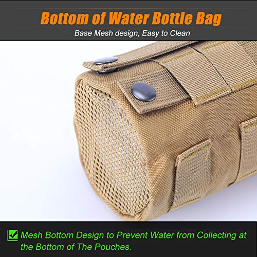 Upgraded Tactical Drawstring Molle Water Bottle Holder Tactical Pouches - color: TAN-2-4