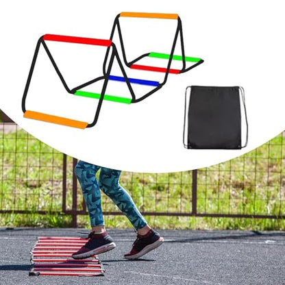 Agility Ladder Speed Ladder Footwork Ladder Workout Ladder Carbon Steel Construction Foldable Design Suitable for Athletic Training Coaches Athletes - size: 6 Grids With Bag