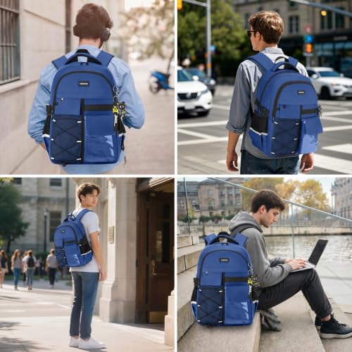 YAMTION School Laptop Backpack for Men Boys,Bookbag for Middle High School Teens Travel Daypack（Blue） - color: Blue