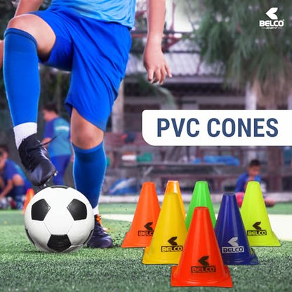 PVC Cones, Pack 6, 10 Space Markers and Ladder Agility, 4 Meter Combos (Multicolour, 6 Inch) - style: SET-2