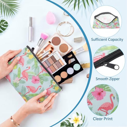 Reginary 20 Pcs Makeup Bags Gifts for Women Canvas Cosmetic Bags with Zipper Bulk Gift for Women Travel Purse Organizer Pouch Accessory, Toiletry Large Capacity, 7 x 4.3 Inch(Flamingo) - style: Flamingo