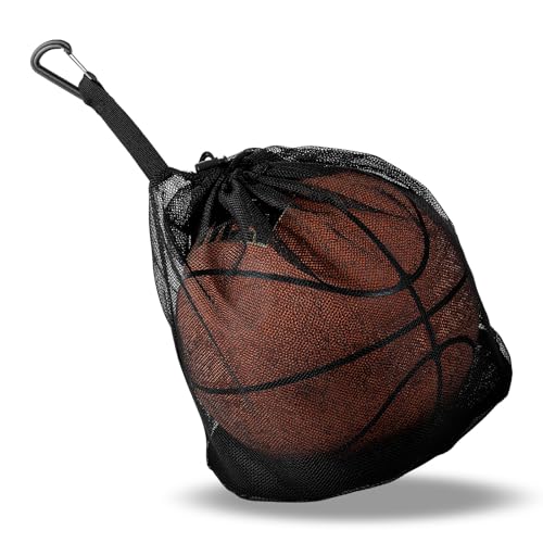 Single Mesh Ball Bag with Zipper Pocket, Basketball Mesh Bag Fits All Kinds of Backpacks Ball Bags with Zipper Pocket Meshs Carry Bags for Soccer Volleyball Football
