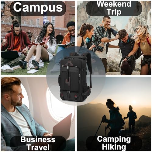 60L Large Travel Backpack with Shoe Compartment, Convertible Utility Backpack for Men, Extra Large Multi-Pocket Backpack with Laptop Sleeve for Gym, Road Trip, Business & Overnight Travel