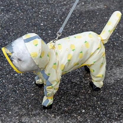 Junchl Small Dog Raincoat Rainboots with D-Ring, Full Coverage Dog Rain Jacket Slicker Poncho, Waterproof Dog Rain Jacket with Reflective Strip, Rainboot, Tail Cover Strawberry S - color: Strawberry, size: S:Back 10"(3-5lb)