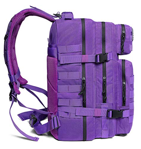QT&QY 45L Military Tactical Backpacks Molle Army Assault Pack 3 Day Bug Out Bag Hiking Treeking Rucksack… - color: 3.1 Violet