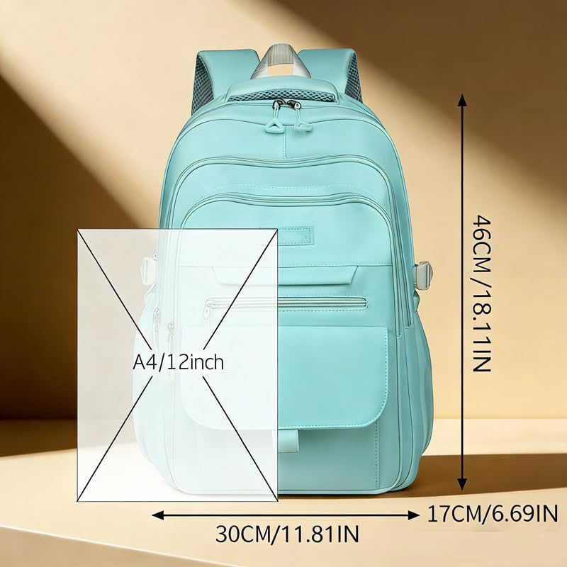 Eagerrich School Cute Aesthetic Backpack Girls Basckpack for Students Kids Teen Girls Large Capacity Bookbags College Backpacks Laptop Lightweight Bookbag Casual Travel Daypacks School Bag（Blue） - color: Blue