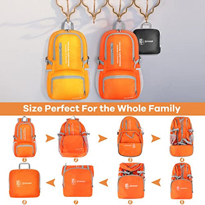 ZOMAKE Lightweight Packable Backpack, 35L Light Foldable Hiking Backpacks Water Resistant Collapsible Daypack for Travel(Orange) - color: Orange