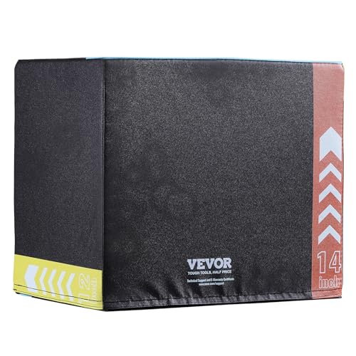 VEVOR 3 in 1 Plyometric Jump Box, Cotton Plyo Box, Platform & Jumping Agility Box, Anti-Slip Fitness Exercise Step Up Box for Home Gym Training, Conditioning Strength Training, Multiple Sizes, Black - size: 16"x14"x12"