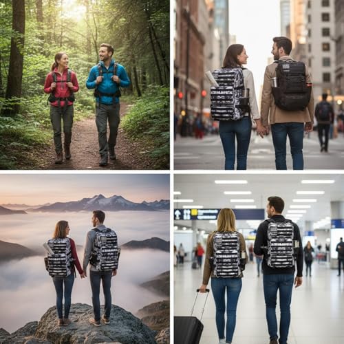 Military Tactical Backpack 55L for Men & Women Bug Out Bag Assault pack Molle Daypack Hiking Trekking Rucksack (Black and white tie dye) - color: Black and White Tie Dye