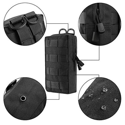 FRTKK 2 Pack Molle Pouches - Tactical Compact Water-Resistant EDC Pouch Bag Small Utility Pouch - color: 2 Pack-Black 3